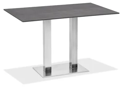 Produktbild von Gartentisch Bistrox 138x95 Tischplatte HPL Beton Gestell Edelstahl Gebürstet