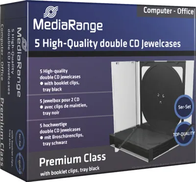 Produktbild von MediaRange BOX31-2, Schmuckschatulle, 2 Disks, Schwarz, Transparent, Kunststoff, 120 mm, RoHS
