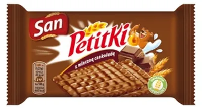 Obrázok produktu pre Ciastka kruche oblane czekoladą mleczną San Petitki 37 g