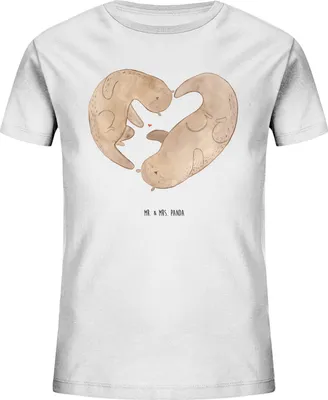 Produktbild von Mr. & Mrs. Panda Kleinkinder T-Shirt Otter Herz 5-6 Jahre (110/116) - Weiß - Geschenk, Liebe, Jungen, für Kinder, Öko, Kindershirt, Teenager, Paar, Hochzeitstag