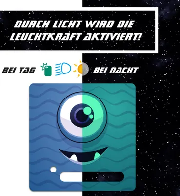 Produktbild von Nachtleuchtende Schutzfolie kompatibel mit Toniebox1 passgenaue Folie mit Motiv Kratzschutz für Musikbox Y031-10 Monster Blau