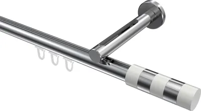 Produktbild von Interdeco Innenlaufstange / Gardinenstange mit Innenlauf Chrom, Typ Siteno Mavell (Zylinder Bicolor), 20 mm Ø 1-läufig, 540 cm