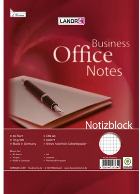 Zdjęcie produktu dla LANDRE Spiralnotizblock Office A5 40 Blatt 70 g/qm 10Stk