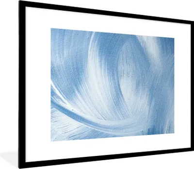 Produktbild von MuchoWow® Gerahmtes Poster Blau - Acrylfarbe - Gestaltung 80x60 cm - Poster mit Schwarzem Bilderrahmen Wandposter Rahmen Foto Bilder - Schlafzimmer-Dekorationen - Fotoposter