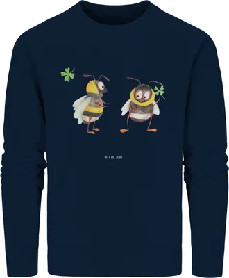 Produktbild von Mr. & Mrs. Panda Nachhaltiger Pullover Hummeln Kleeblatt Größe L - French Navy - Geschenk, Pulli, Bio, Biene, Baumwoll Sweatshirt, Spruch Positiv, Sweater, Fröhlich