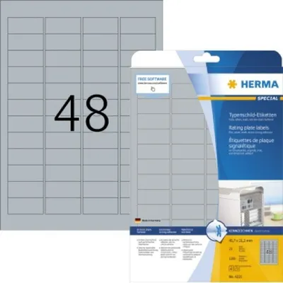 Zdjęcie produktu dla Etykiety na tabliczki znamionowe HERMA A4 45,7x21,2 mm folia 1200 szt.