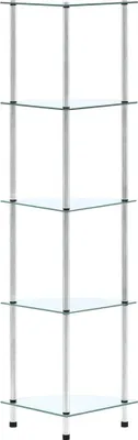 Produktbild von vidaXL Regal mit 5 Ablagen Transparent 30x30x130 cm Hartglas