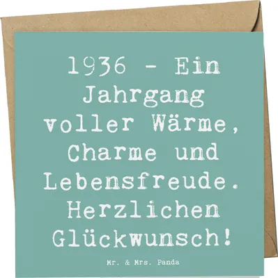 Produktbild von Mr. & Mrs. Panda Glückwunschkarte Spruch 1936 Geburtstag - Meeresbrise - Geschenk, doppelkarte, Jubiläum, Happy Birthday, Grußkarte, Klappkarte, Geburtstagsgeschenk