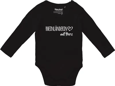 Produktbild von Huuraa Baby Body Rheinländerin mit Herz 62 Black  Baumwolle Fairtrade Langarmbody Geschenkidee