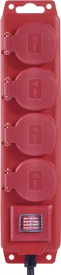 Prodlužovací kabel 3 m / 4 zásuvky / s vypínačem / černo-červený / guma-neopren / 1,5 mm2