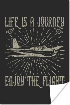 Produktbild von MuchoWow® Poster Vintage - Flugzeug - Schwarz 120x180 cm - Kunstposter