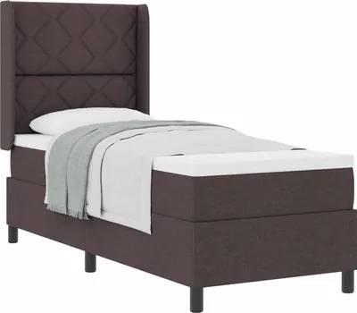 Produktbild von vidaXL Boxspringbett mit Matratze Dunkelbraun 90 x 190 cm Stoff