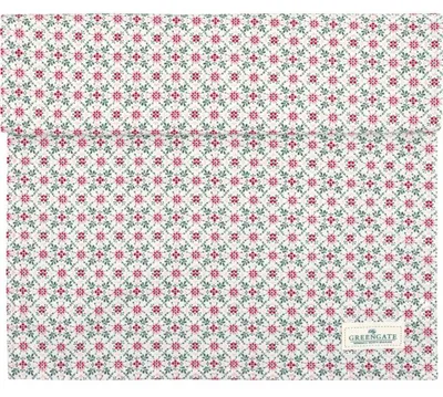 Produktbild von Greengate Tischläufer NENNE Weiß mit Blumen Baumwolle 45x140 Tischdecke