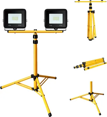 Zdjęcie produktu dla Reflektor LED Jopassy ze statywem, reflektor budowlany IP66, oświetlenie robocze do ogrodu, podwórka i ogrodu przydomowego, 2×10 W, światło zimne