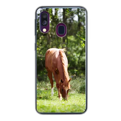 Produktbild von MuchoWow® Handyhülle Schutzhülle Hülle für Samsung Galaxy A40 Pferd - Blumen - Licht Silikon Softcase Handy Hülle - Handy-Tasche