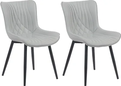 Produktbild von 2er Set Stühle HLO-CP7 Kunstleder grau