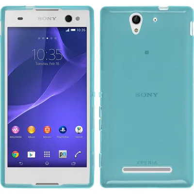 Produktbild von PhoneNatic Case kompatibel mit Sony Xperia C3 - türkis Silikon Hülle transparent + 2 Schutzfolien