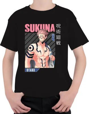Produktbild von Sukuna Jujutsu Kaisen Otaku Anime Ästhetik Fan Geschenk Vintage Uni Kinder T-Shirt, Schwarz, 116