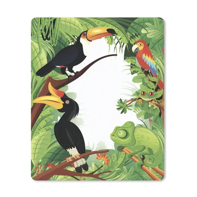 Produktbild von MuchoWow® Mauspad Mousepad Eine Vektor-Illustration eines tropischen Regenwaldes mit Tukanen 30x40 cm - Mousepads - Maus Mat - Pad - Mausunterlage - Mausmatten