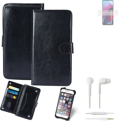 Produktbild von K-S-Trade 360° Hülle kompatibel mit Motorola Moto G Stylus (2022) inkl. Headphones schwarz Kunstleder Case BookCase WalletCase Kunstlederederhülle
