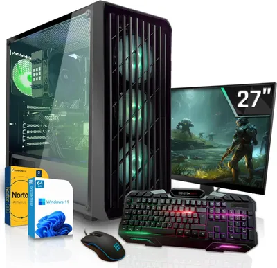 Produktbild von SYSTEMTREFF Gamer Komplett-Paket - Ryzen 5 8400F - Nvidia GeForce RTX 5060 8GB - 16GB DDR5 - 1TB NVMe - 27 Zoll Monitor - Windows 11 Pro - Desktop PC
