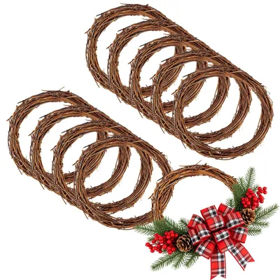 Produktbild von Set von 10 Rattan-Weinstockkränzen für DIY-Dekorationen