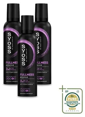Obrázok produktu pre 3 kusy peny na vlasy Syoss Fullness – 250 ml – balenie