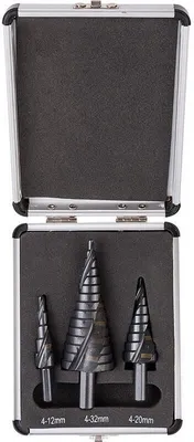 Obrázok produktu pre Vrtáky do kovu, stupňovité, profesionálne, titánové, sada 3 kusov, 4-12/20/32 mm, Richmann Exclusive