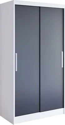 Produktbild von Easy4You K1 100 cm Weiß/Schwarz Schiebetüren Kleiderschrank 100x200x58 cm Schlafzimmermöbel, Aufbewahrung - Mehrzweckschrank - Farbe: Weiß/Schwarz