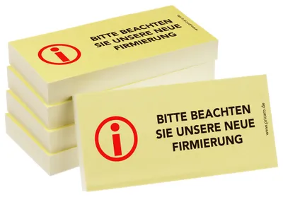 Produktbild von PRICARO Haftnotizen "Neue Firmierung", 100 Blatt, 5 Stück
