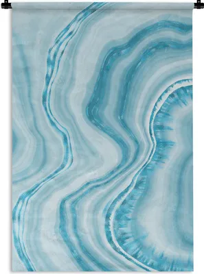 Produktbild von MuchoWow® Wandteppich Wandbehang Marmor - Blau - Weiß 60x90 cm Tapisserie Dekoration Wandtuch - Foto-Teppich - Abwaschbar