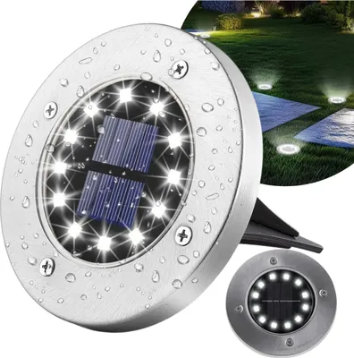 Produktbild von 12 LED Solarleuchte Bodenstrahler Außen IP44 Gartenleuchten Garten Solarlampen, Bodenleuchte Blixtar