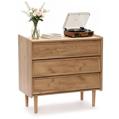 Produktbild von Kommode Holz mit 3 Schubladen & abgeschrägten Fronten | B 80 x T 39 x H 74