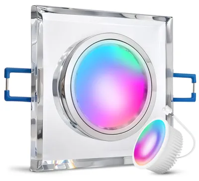 Produktbild von SSC-LUXon Einbaustrahler ALINA LED flach Smart Home aus Glas mit wechselbarer RGB CCT Lampe 230V (kompatibel mit Alexa, Siri & Google)