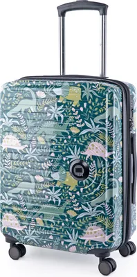 Produktbild von HAUPTSTADTKOFFER Mitte - Handgepäck Trolley erweiterbar Koffer 4 Rollen 55x40x23 cm Cary-On suitcase Hand Luggage 55 L Hardcase Bordgepäck Lufthansa EasyJet Eurowings, travel bags XL Dehnfalte,DINO FLORAL