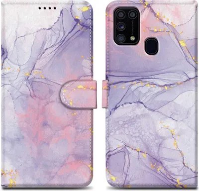 Produktbild von Cadorabo Schutzhülle für Samsung Galaxy M31 Hülle Design Lila Handyhülle Schutzhülle Etui Magnetisch Case Cover