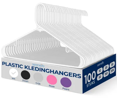 Kunststoff-Kleiderbügel, 100 Stück, weiß, bis 2,5 kg
