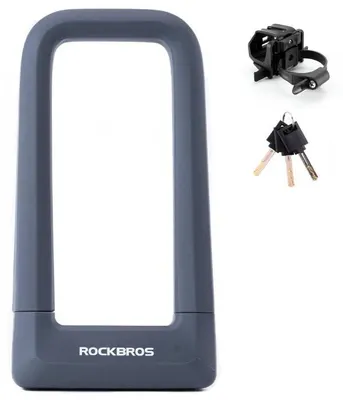 Zdjęcie produktu dla Zabezpieczenie rowerowe, zapięcie rowerowe na klucz, U-LOCK ROCKBROS (RKS626-GR) szary