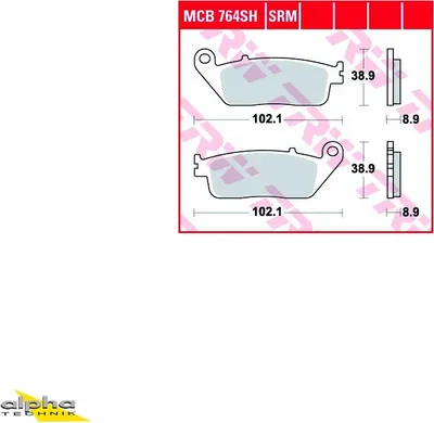 Productafbeelding van TRW remblokken set MCB764SH SW-T600 PF01
