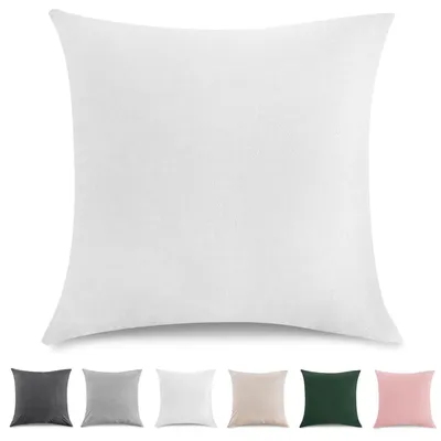 Produktbild von Kissenbezüge 80x80 cm 2er Set - Gewaschene Baumwolle, Leinenoptik, Weiß, mit Reißverschluss