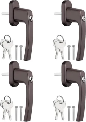 Immagine prodotto di Serrature di sicurezza per finestre, 4 pezzi, colore marrone, in alluminio, per finestre
