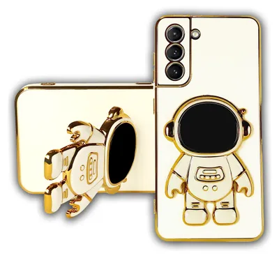 Produktbild von 3D ASTRONAUT TPU Hülle Weiss Gold für Samsung Galaxy S21 FE 5G Handyhülle Case Cover