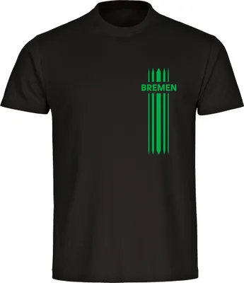 Produktbild von multifanshop Herren T-Shirt - Bremen - Streifen, schwarz, Größe S