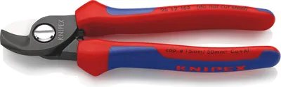 Produktbild von Knipex 95 12 165, Hand-Kabelschneider, Blau, Rot, Stahl, Schwarz, Blau, Rot, Edelstahl, 1,5 cm, REACH