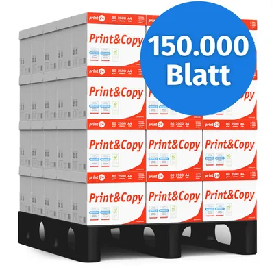 Produktbild von print24 Druckerpapier Kopierpapier 150000 Blatt A4 80g Premium Weiß PEFC