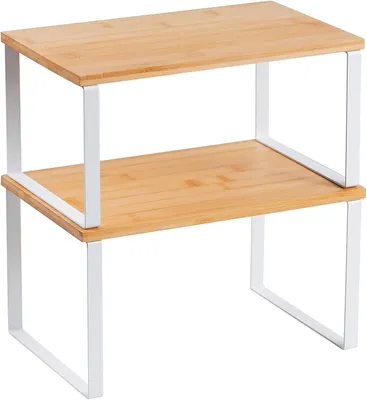 Imagen del producto de Estantería de bambú para hierbas aromáticas de cocina, juego de 2 unidades, extensible y apilable, ideal para la cocina