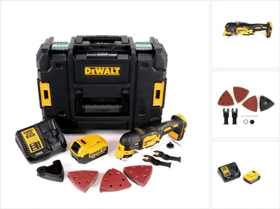 Image de DeWalt DCS355M1 Outil oscillant multi-cutter sans fil 18V Brushless + 1x Batterie 4,0Ah + Chargeur + Coffret TSTAK + Accessoires 29 pcs.