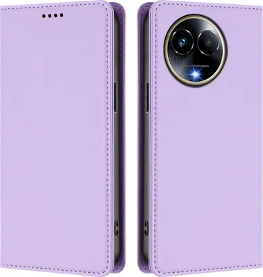 Produktbild von Handyhülle für Realme 11 5G, Kunstleder Klapphülle Stoßfeste Magnetische Hülle mit Ständer Violett