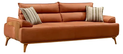 Produktbild von Elegantes orangefarbenes Stoffsofa 3-Sitzer modernes Design