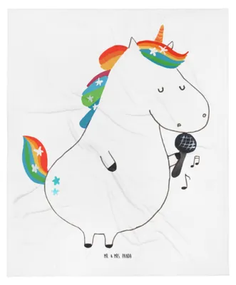 Produktbild von Mr. & Mrs. Panda Babydecke Einhorn Sänger - Weiß - Geschenk, Party, Glitzer, Einhörner, Plaid, Schlummerdecke, Kinderdecke, Geburtstag, Fleecedecke, Freundin, Unicorn
